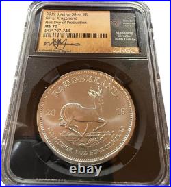 2019 South African Krugerrand MS70 signed by Tumi Tsehlo FDOP