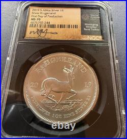 2019 South African Krugerrand MS70 signed by Tumi Tsehlo FDOP