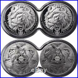 2019 South African Mint 2 Coin Big 5 Lion Double Capsule Proof Silver Set