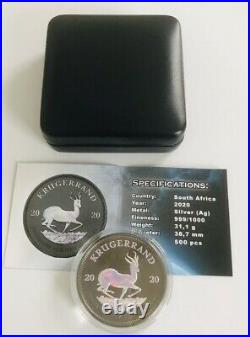 2020 1 oz. 999 South African Krugerrand Holographic & Ruthenium Silver Coin