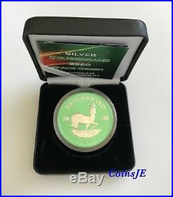 2020 1 oz. 999 South African Krugerrand Space Green Colorised Silver Coin