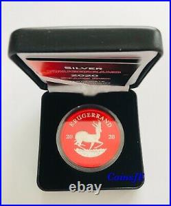 2020 1 oz. 999 South African Krugerrand Space Red Colorised Silver Coin