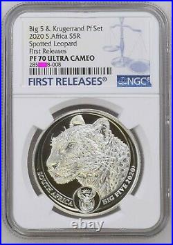 2020 BIG 5 LEOPARD PF 70 ngc SILVER PROOF 5 rand south africa FIRST RELEASES