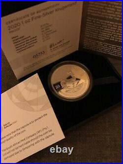 2020 Krugerrand Proof 1oz fine silver Coin Immaculate With All COA's