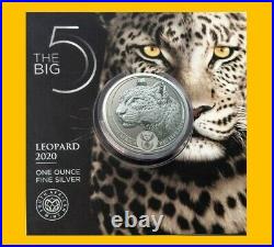 2020 Leopard Big Five 1 Oz 0.999 Silver Bu Coin Carded South Africa Presale