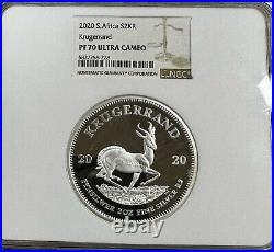 2020 NGC PF70 Ultra Cameo South Africa Proof Krugerrand. 999 Silver 2 oz Coin