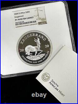 2020 NGC PF70 Ultra Cameo South Africa Proof Krugerrand. 999 Silver 2 oz Coin