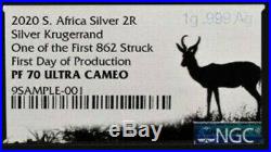 2020 SA 2oz Silver Proof Krugerrand PF70 FDOP COA INC. 10000 MINTED PRE-SALE