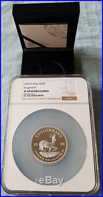 2020 SA 2oz Silver Proof Krugerrand PF70 With ALL ORIGINAL MINT PACKAGING