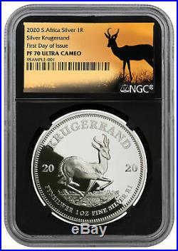 2020 S. Africa 1oz Silver Krugerrand Proof R1 Coin NGC PF70 FDI PRESALE SKU59913
