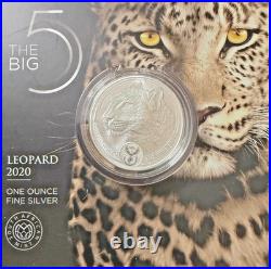 2020 S. Africa 5 Rand Big Five Leopard 1 oz Silver Proof (African Mint)