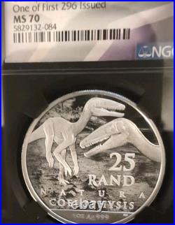 2020 Silver 1oz S. Africa S25R Rise of the Dinosaurs Coelophysis MS70 FDP