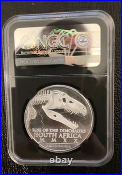 2020 Silver 1oz S. Africa S25R Rise of the Dinosaurs Coelophysis MS70 FDP
