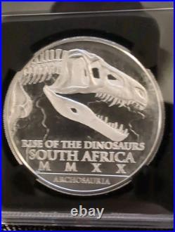 2020 Silver 1oz S. Africa S25R Rise of the Dinosaurs Coelophysis MS70 FDP