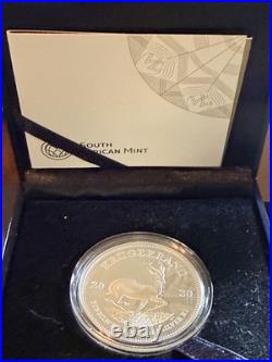 2020 Silver South Africa Proof Krugerrand 1 Oz Coin Box Coa