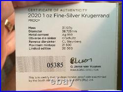 2020 South Africa 1 oz Proof Silver Kruggerand NGC PF-70 UC, Cert# 5839140-068