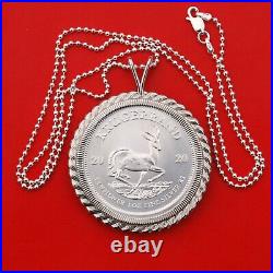 2020 South Africa 1 oz Silver Krugerrand Coin 925 Sterling Silver Necklace NEW