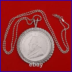 2020 South Africa 1 oz Silver Krugerrand Coin 925 Sterling Silver Necklace NEW