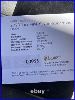 2020 South Africa 1 oz Silver Krugerrand Proof NGC PF70 FDI