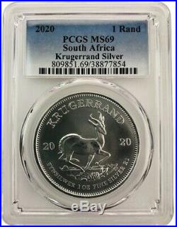 2020 South Africa 1oz Silver Krugerrand PCGS MS69 Blue Label 20 Pack withCase