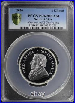 2020 South Africa 2 Rand Silver Krugerrand 2 oz PCGS PR-69 DCAM