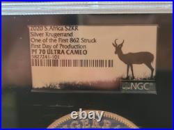 2020 South Africa 2 oz Silver Krugerrand NGC PF70 UCAM First 862 Struck FDOI