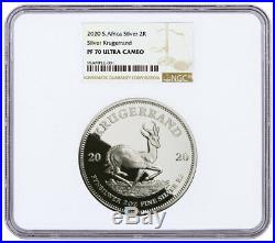 2020 South Africa 2 oz Silver Krugerrand Proof NGC PF70 UC Brown Label SKU60344