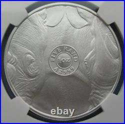 2020 South Africa 5 Rand Big Five Rhino 1 oz Silver NGC MS 70 FDOI