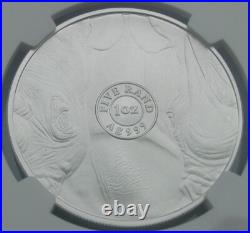 2020 South Africa 5 Rand Big Five Rhino 1 oz Silver NGC MS 70 FDOI