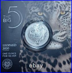 2020 South Africa 5 Rand The Big Five Series 1 Leopard. 999 Silver, 32.207g