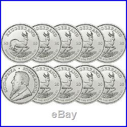 2020 South Africa. 999 Silver Krugerrand 1oz BU Coin 10 Piece Lot in Plastic Fli