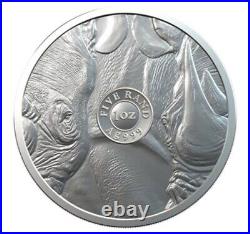 2020 South Africa Big Five RHINO 1 oz Silver Coin in Blister Pack