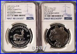 2020 South Africa KRUGERRAND/BIG5 LEOPARD PF70 UC FIRST RELEASES 2 COIN SET RARE