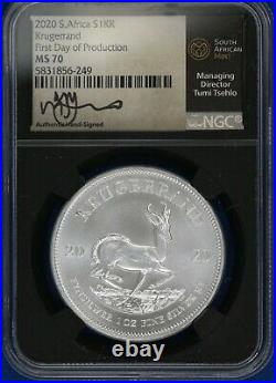 2020 South Africa Krugerrand First Day. PCGS MS70. CR0170A/UNQ