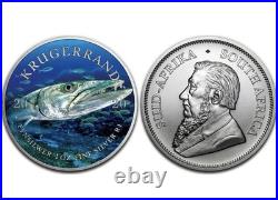 2020 South Africa One Ounce. 999 Silver Krugerrand Barracuda Colorized 1 Of 100