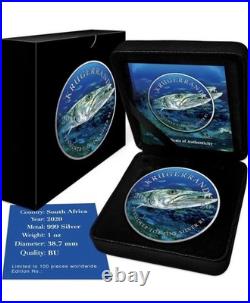 2020 South Africa One Ounce. 999 Silver Krugerrand Barracuda Colorized 1 Of 100 2020 South Africa One Ounce. 999 Silver Krugerrand Barracuda Colorized 1 Of 100