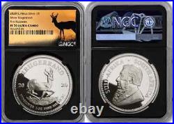 2020 South Africa PROOF 1 oz Silver Krugerrand NGC PF70 UC FR BLACK CORE