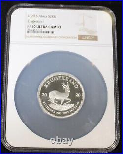 2020 South Africa Proof 2 oz Silver Krugerrand NGC PF70 Ultra Cameo