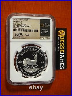 2020 South Africa Proof Silver Krugerrand Ngc Pf70 First Day Issue Tumi Signed