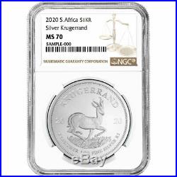 2020 South Africa Silver Krugerrand 1oz NGC MS70 Brown Label