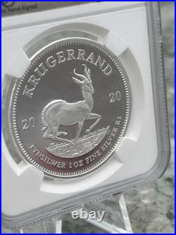 2020 South Africa Silver Krugerrand NGC PF70 UCAM First Day Signed