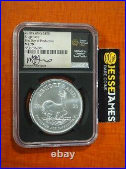 2020 South Africa Silver Krugerrand Ngc Ms70 First Day Of Production Tumi Signed