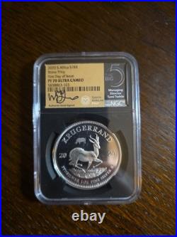 2020 South Africa Silver Krugerrand Proof Rhino Privy FDOI Tumi Tsehlo Signed