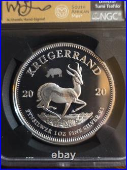 2020 South Africa Silver Krugerrand Proof Rhino Privy FDOI Tumi Tsehlo Signed
