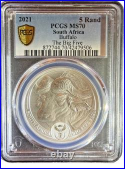 2020 South Africa The Big Five Series 1 Buffalo MS70 silver coin