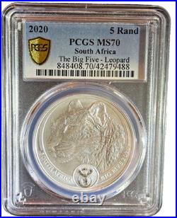 2020 South Africa The Big Five Series 1 Spotted Leopard MS70 silver coin