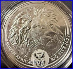 2021-2023 Big Five Series II South Africa 5 Rand 5 1oz Silver Coins Bu Coa Ogp