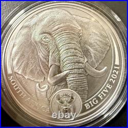 2021-2023 Big Five Series II South Africa 5 Rand 5 1oz Silver Coins Bu Coa Ogp