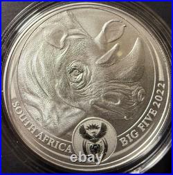 2021-2023 Big Five Series II South Africa 5 Rand 5 1oz Silver Coins Bu Coa Ogp