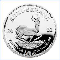 2021 Proof South Africa Silver Krugerrand 2 oz Box, OGP, & COA